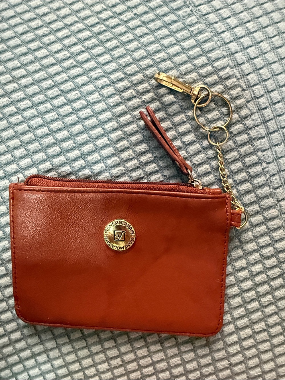 Stone Mountain Leather Rust Brown Leather Zip Wristlet with Key leather Coin